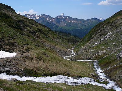 Swollen streams on ascent to Hourquette d'Arre